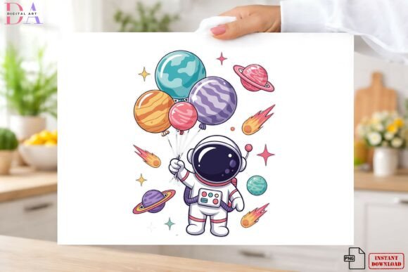 Download Cute Astronaut Space Balloon Kids Png - Space Collection