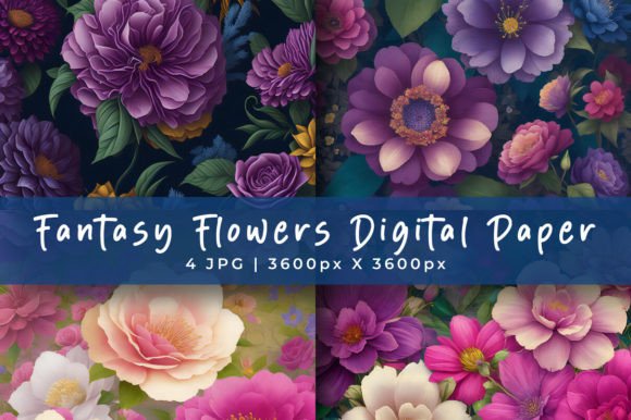 Download Fantasy Flowers Digital Background Set - Digital background Collection