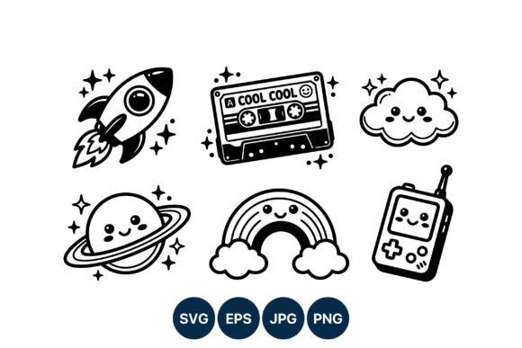 Download Cute Kawaii Space Rocket and Rainbow - Space Collection