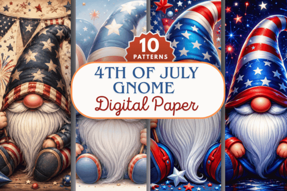 Download Fourth of July Gnome Digital Paper Bundl - Gnome digital paper Collection