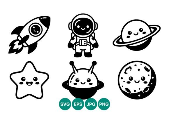 Download Kawaii Space Icons Vector Art - Space Collection