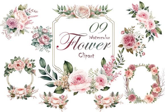 Download Pink Roses Watercolor Flower Clipart - Watercolor flower Collection