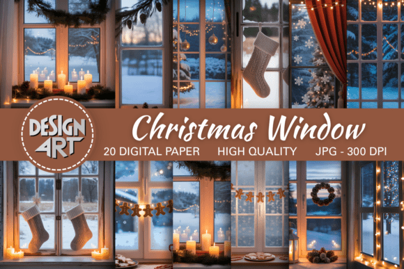 Download Christmas Window Digital Background Set - Digital background Collection