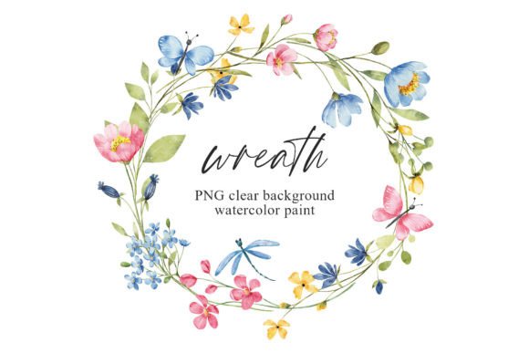 Download Wreath, Watercolor Flowers, Butterflies - Watercolor flower Collection