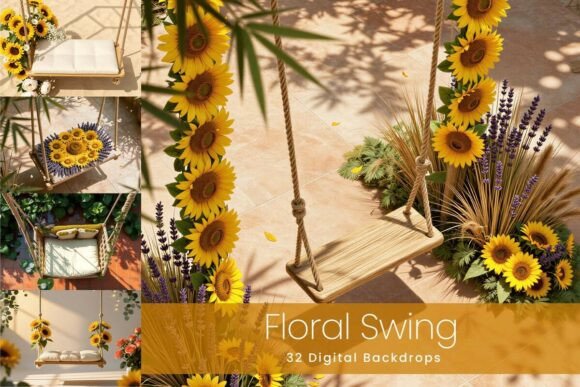 Download 32 Floral Swing Digital Backdrops - Digital backdrops Collection