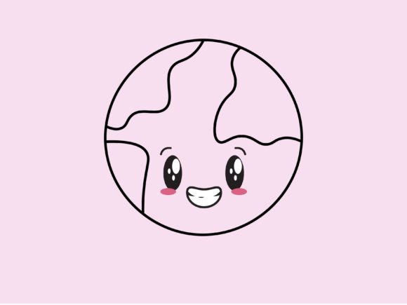 Download Kawaii Space Earth Line Background - Space Collection