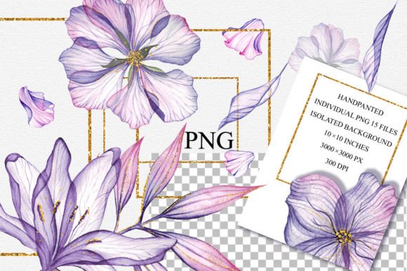 Download Watercolor Flowers and Gold Clipart, PNG - Watercolor flower Collection