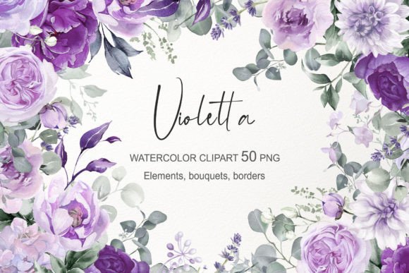 Download Purple Watercolor Flowers Clipart PNG - Watercolor flower Collection