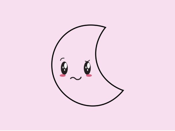 Download Kawaii Space Moon Line Background - Space Collection