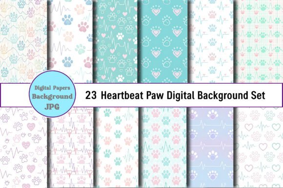 Download Heartbeat Paw Digital Background Set - Digital background Collection