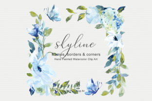 Download Light Blue Watercolor Flowers Frame Set - Watercolor flower Collection