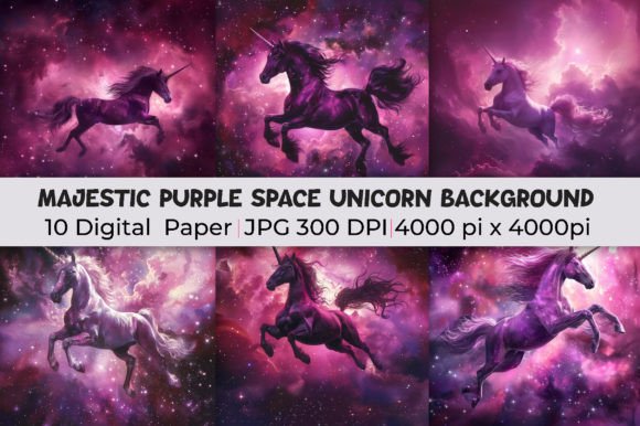 Download Majestic Purple Space Unicorn Background - Space Collection